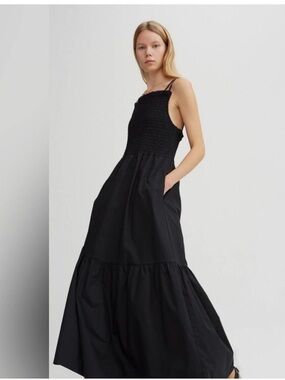 RODEBJER Tazerwalt Maxi Dress, Black Smocked